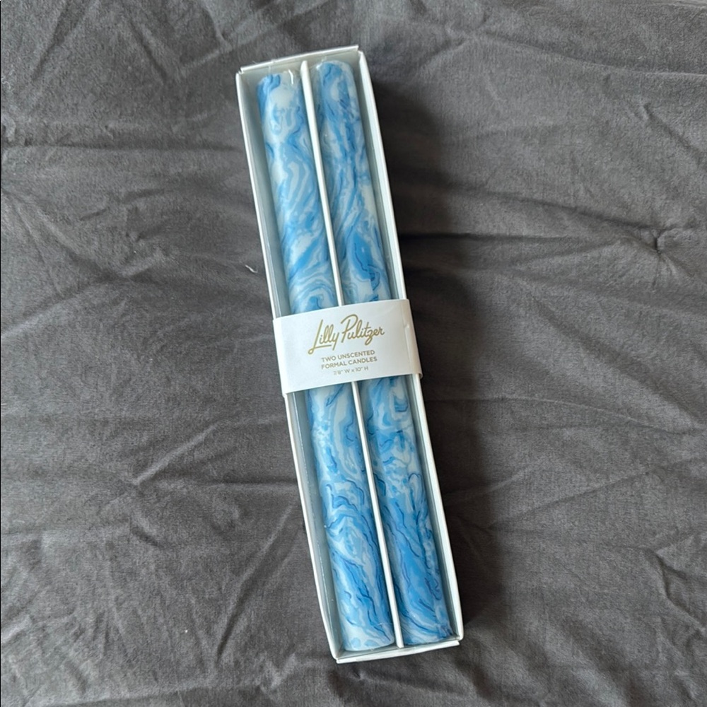 Lilly Pulitzer Marble Blue Taper Candles